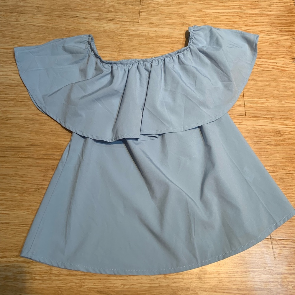 powder blue off the shoulder top